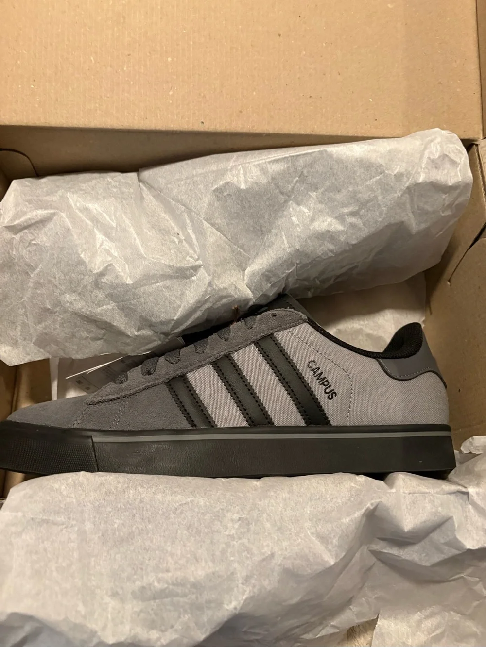 adidas Men’s Grey Campus Casual Sneakers - Classic 3-Stripes BNWT AT-7/42